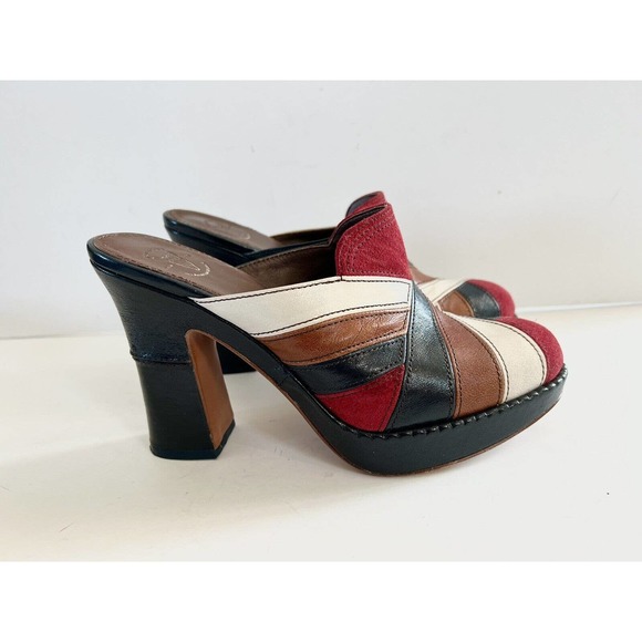 Frye Shoes - Frye Goldie Mule Multicolor Leather Heels Shoes Women's 9.5